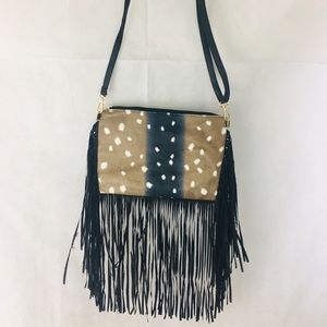 Fringe Crossbody purse Deer Print